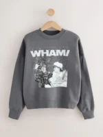 Charcoal Grey Official Wham License Christmas Long Sleeve Sweatshirt 66