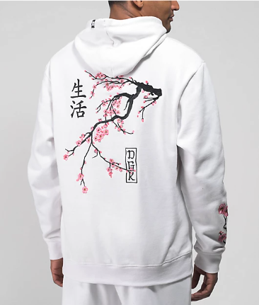 DGK Zen White Hoodie cherry blossom hoodie DGK Zen White Hoodie cherry blossom hoodie