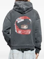 DUKE & DEXTER graphic-print cotton hoodie gray 1
