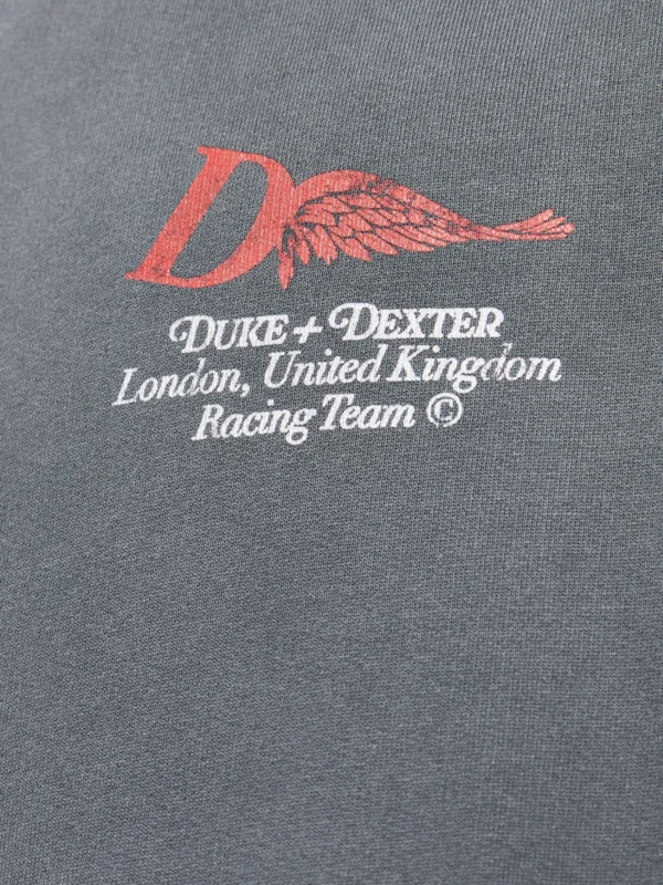 DUKE & DEXTER graphic-print cotton hoodie gray 11