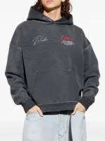 DUKE & DEXTER graphic-print cotton hoodie gray