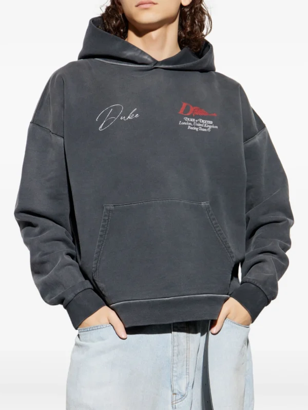 DUKE & DEXTER graphic-print cotton hoodie gray