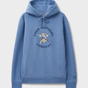 Embroidered Anchor Graphic Hoodie in Blue Marl 1