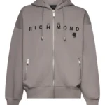 John Richmond logo-print zip-up hoodie