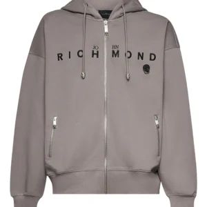 John Richmond logo-print zip-up hoodie