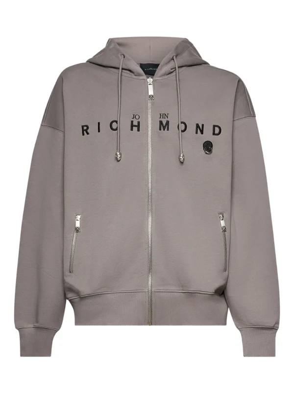 John Richmond logo-print zip-up hoodie