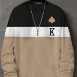 Manfinity Dauomo Men's Color-Block Letter Print Sweatshirt, For Fall Winter, Long Sleeve Top