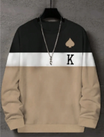 Manfinity Dauomo Men's Color-Block Letter Print Sweatshirt, For Fall Winter, Long Sleeve Top