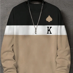 Manfinity Dauomo Men's Color-Block Letter Print Sweatshirt, For Fall Winter, Long Sleeve Top