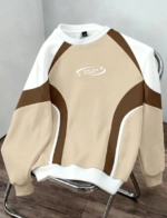 Manfinity Hypemode Men's Colorblock Print Pullover Sweatshirt, Suitable Forr, Outdoor, brown