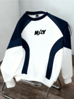 Manfinity Hypemode Men's Colorblock Print Pullover Sweatshirt, Suitable Forr, Outdoor, white