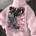 Men's Casual Fashionable Street Hoodie, Japanese Anime Character & Slogan Print, Kangaroo Pocket, Drawstring, Loose Fit, Suitable For Commuting