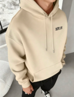 Men's Casual Fashionable Street Hoodie, Japanese Anime Character & Slogan Print, Kangaroo Pocket, Drawstring, Loose Fit, Suitable For Commuting nATURAL 1