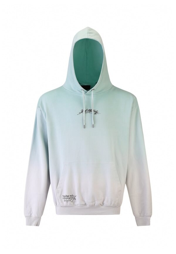 Mens Death Fighter Graphic Hoodie - Light Green Grey