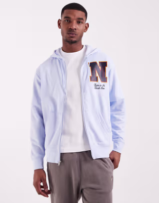 Nike Club French Terry full zip hoodie in light blue