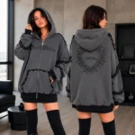 Oversized Harajuku Hoodie, Women Japanese Punk Goth Zipper Jackets, Y2k Streetwear