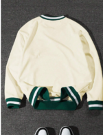 PAVTROS Aesthetic Post--Men's Casual Fashion Letter Flocking Loose V-Neck Sweatshirt Y2k Jersey Sweatshirt, For Tennis, For Fall, Long Sleeve Top 1