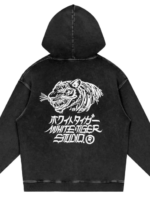 Shin'yū - Unisex Snow Washed Hoodie WhiteTigerStoreCH black