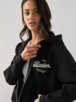 The Very Collection Zip Up Graphic Hoodie - Black1