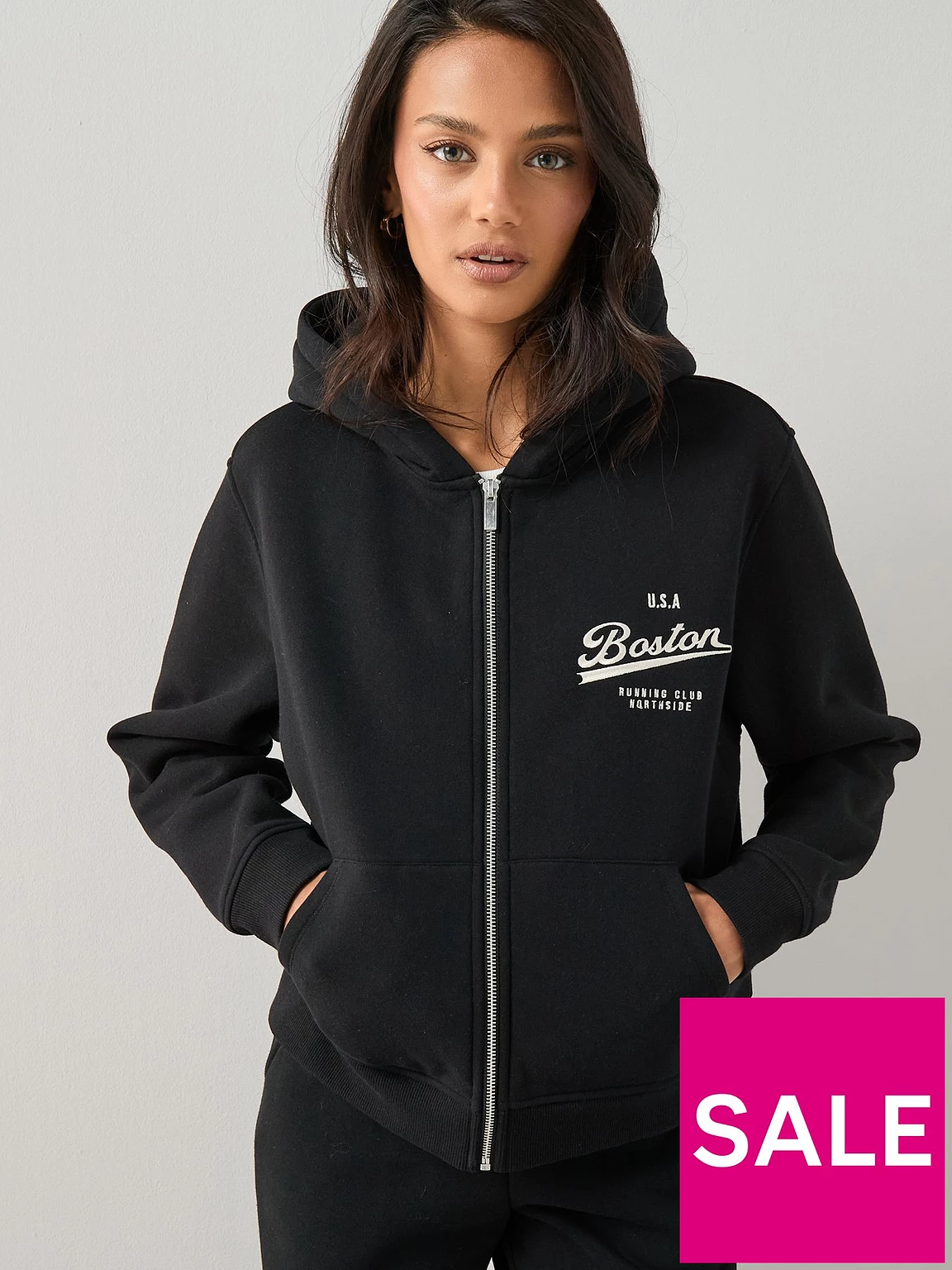 The Very Collection Zip Up Graphic Hoodie The Very Collection Zip Up Graphic Hoodie