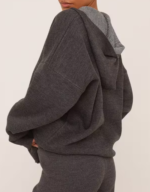 Zip Through Swirl Graphic Hoodie In Grey Knit 1